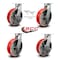 Service Caster 12'' Heavy Duty Red Poly on Cast Iron Caster Set 2 Swivel Lock 2 Brakes, 4PK CRAN-SCC-KP92S1230-PUR-RS-BSL-2-SLB2 - alternate 2